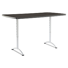 Iceberg ARC Adjustable-Height Table, Rectangular, 36" x 72" x 30 to 42", Gray Walnut Top, Silver Base (ICE69325)