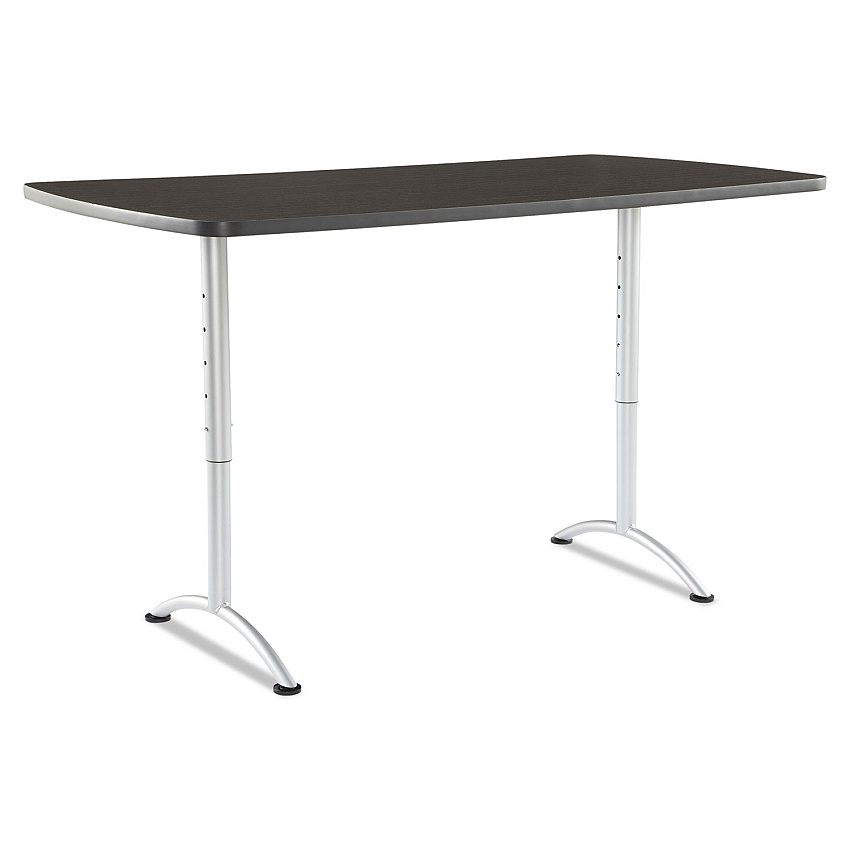 Iceberg ARC Adjustable-Height Table, Rectangular, 36" x 72" x 30 to 42", Gray Walnut Top, Silver Base (ICE69325)