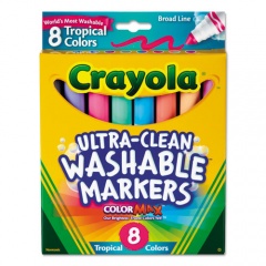 Crayola Tropical Color Washable Markers, Broad Bullet Tip, Assorted Colors, 8/Pack (587816)