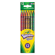 Crayola Twistables Colored Pencils, 2 mm, 2B, Assorted Lead and Barrel Colors, Dozen (687408)