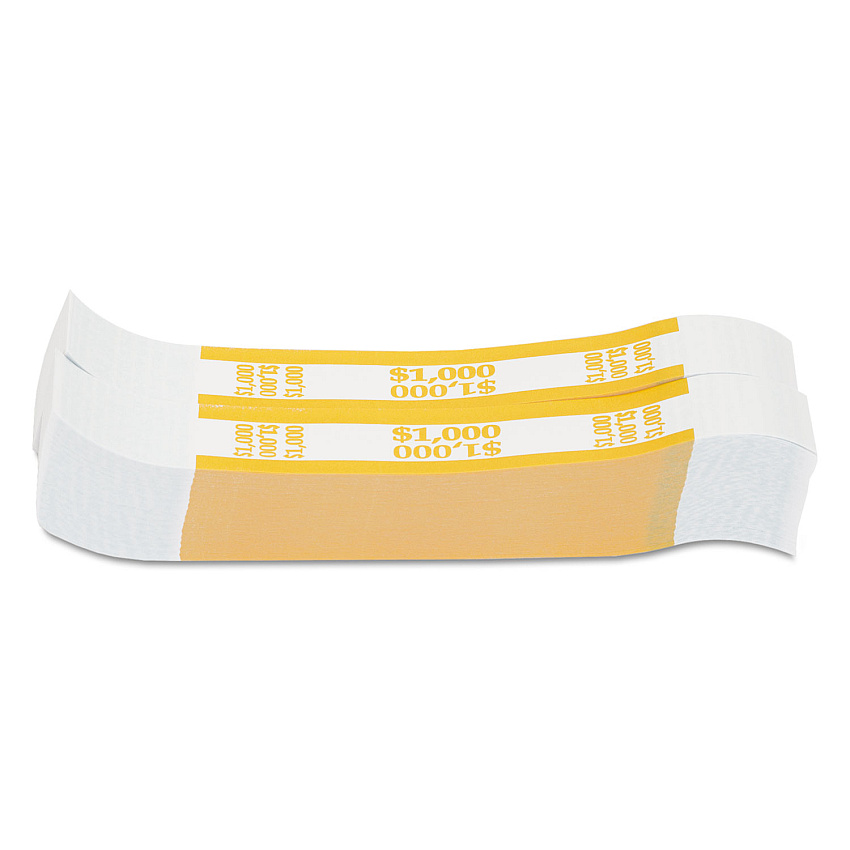 Pap-R Products Currency Straps, Yellow, $1,000 in $10 Bills, 1000 Bands/Pack (CTX401000)