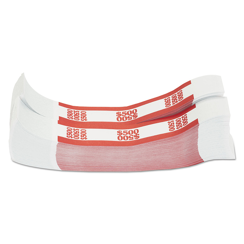 Pap-R Products Currency Straps, Red, $500 in $5 Bills, 1000 Bands/Pack (CTX400500)