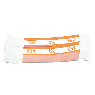 Pap-R Products Currency Straps, Orange, $50 in Dollar Bills, 1000 Bands/Pack (CTX400050)
