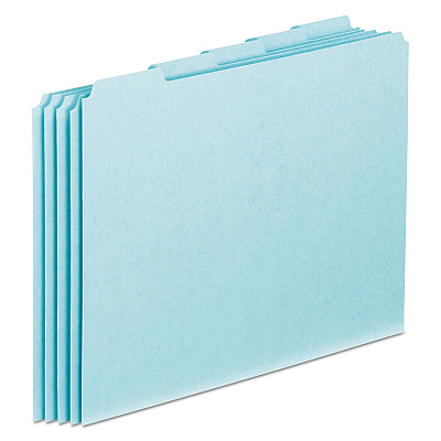 Pendaflex Blank Top Tab File Guides, 1/5-Cut Top Tab, Blank, 8.5 x 11, Blue, 100/Box (PFXPN205)