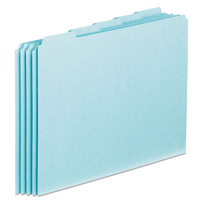 Pendaflex Blank Top Tab File Guides, 1/5-Cut Top Tab, Blank, 8.5 x 11, Blue, 100/Box (PFXPN205)