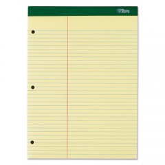 TOPS Double Docket Ruled Pads with Extra Sturdy Back, Pitman Rule Variation (Offset Margin-3" Left), 100 Canary 8.5 x 11.75 Sheets (63394)