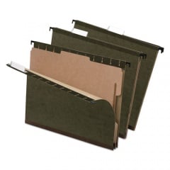Pendaflex SureHook Reinforced Hanging Divider Folders, 2" Expansion, 1 Divider, 4 Fasteners, Letter Size, Green Exterior, 10/Box (59253)