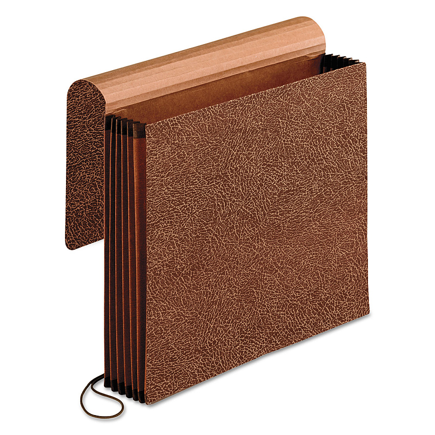 Pendaflex Premium Reinforced Expanding Wallet, 5.25" Expansion, 1 Section, Elastic Cord Closure, Letter Size, Red Fiber (PFX60545)