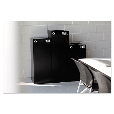 Safco Public Square Recycling Receptacles, Paper Recycling, 42 gal, Steel, Black (SAF2984BL)