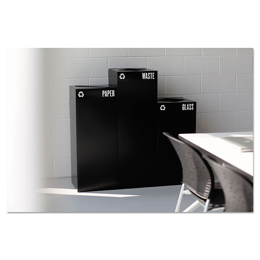 Safco Public Square Recycling Receptacles, Paper Recycling, 42 gal, Steel, Black (SAF2984BL)