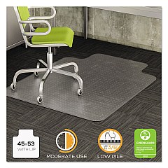 deflecto DuraMat Moderate Use Chair Mat for Low Pile Carpet, 45 x 53 with Lip, Clear (DEFCM13233COM)