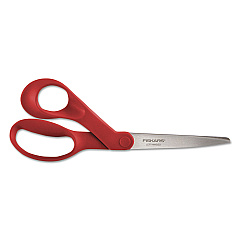 Fiskars Our Finest Left-Hand Scissors, 8" Long, 3.3" Cut Length, Offset Red Handle (FSK1945001001)