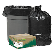 Earthsense Commercial Linear Low Density Recycled Can Liners, 45 gal, 1.65 mil, 40" x 46", Black, 10 Bags/Roll, 10 Rolls/Carton (WBIRNW4860)