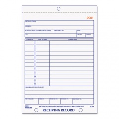 Rediform Receiving Record Book, Three-Part Carbonless, 5.56 x 7.94, 50 Forms Total (2L260)