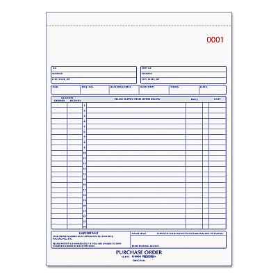Rediform Purchase Order Book, 17 Lines, Three-Part Carbonless, 8.5 x 11, 50 Forms Total (RED1L147)