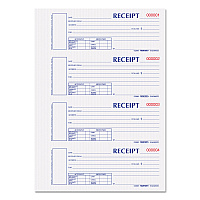 Rediform Durable Hardcover Numbered Money Receipt Book, Two-Part Carbonless, 6.88 x 2.75, 4 Forms/Sheet, 300 Forms Total (REDS1654NCR)