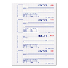Rediform Durable Hardcover Numbered Money Receipt Book, Two-Part Carbonless, 6.88 x 2.75, 4 Forms/Sheet, 300 Forms Total (REDS1654NCR)