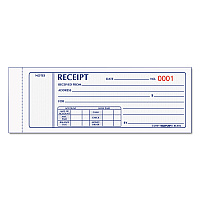 Rediform Receipt Book, Three-Part Carbonless, 7 x 2.75, 4 Forms/Sheet, 50 Forms Total (RED8L802)
