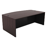 Alera Valencia Series Bow Front Desk Shell, 71" x 41.38" x 29.63", Espresso (ALEVA227236ES)