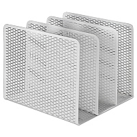 Artistic Urban Collection Punched Metal File Sorter, 3 Sections, Letter Size Files, 8" x 8" x 7.25", White (AOPART20009WH)