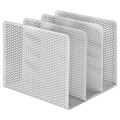 Artistic Urban Collection Punched Metal File Sorter, 3 Sections, Letter Size Files, 8" x 8" x 7.25", White (AOPART20009WH)