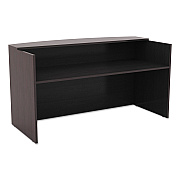 Alera Valencia Series Reception Desk with Transaction Counter, 71" x 35.5" x 29.5" to 42.5", Espresso (ALEVA327236ES)