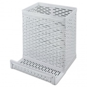 Artistic Urban Collection Punched Metal Pencil Cup/Cell Phone Stand, Perforated Steel, 3.5 x 3.5, White (ART20014WH)