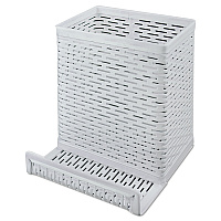 Artistic Urban Collection Punched Metal Pencil Cup/Cell Phone Stand, Perforated Steel, 3.5 x 3.5, White (AOPART20014WH)