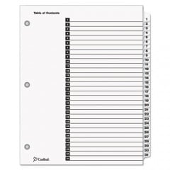 Cardinal OneStep Printable Table of Contents and Dividers, 31-Tab, 1 to 31, 11 x 8.5, White, White Tabs, 1 Set (60113)