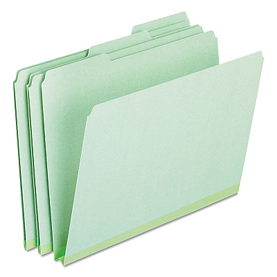 Pendaflex Pressboard Expanding File Folders, 1/3-Cut Tabs: Assorted, Letter Size, 1" Expansion, Green, 25/Box (PFX17167)
