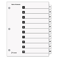 Cardinal OneStep Printable Table of Contents and Dividers, 10-Tab, 1 to 10, 11 x 8.5, White, White Tabs, 1 Set (CRD61013)