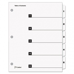 Cardinal QuickStep OneStep Printable Table of Contents and Dividers, 5-Tab, 1 to 5, 11 x 8.5, White, White Tabs, 24 Sets (60533)