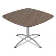 Iceberg iLand Table, Cafe-Height, Square Top, Contoured Edges, 42 x 42 x 29, Natural Teak/Silver (69747)