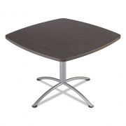 Iceberg iLand Table, Cafe-Height, Square Top, Contoured Edges, 42w x 42d x 29h, Gray Walnut/Silver (69744)