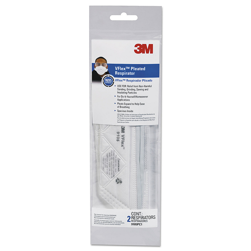 3M VFlex Particulate Respirator N95, Standard Size, 50/Box (MMM9105)