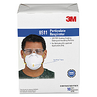 3M Particulate Respirator w/Cool Flow Exhalation Valve, Standard Size, 10/Box (MMM8511)