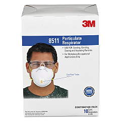 3M Particulate Respirator w/Cool Flow Exhalation Valve, Standard Size, 10/Box (MMM8511)