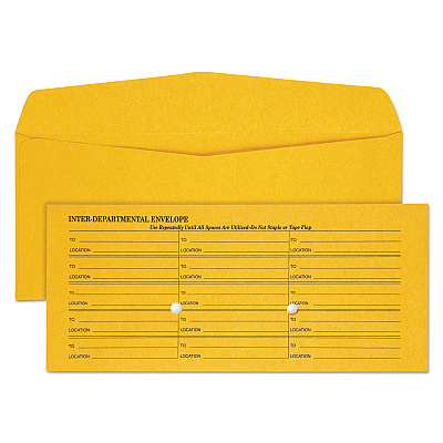 Quality Park Light Brown Fold Flap Kraft Trade Size Interoffice Envelope, One-Sided Box-Style Format, 4.5 x 10.38, Brown Kraft, 500/Box (QUA63262)