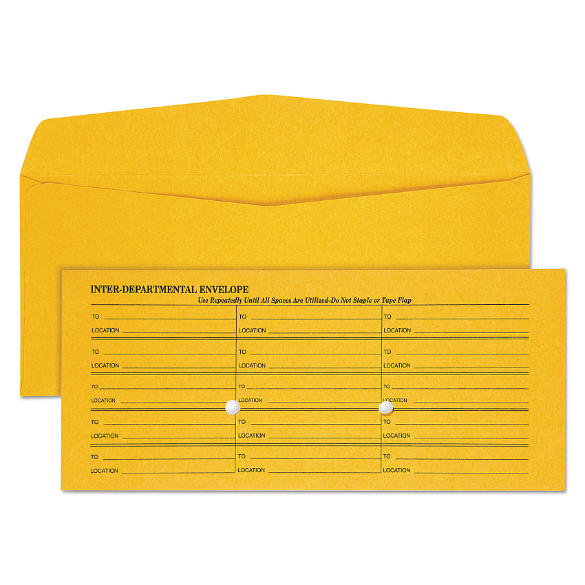 Quality Park Light Brown Fold Flap Kraft Trade Size Interoffice Envelope, One-Sided Box-Style Format, 4.5 x 10.38, Brown Kraft, 500/Box (QUA63262)