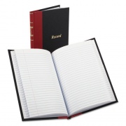 Boorum & Pease Record and Account Book with Red Spine, Custom Rule, Black/Red/Gold Cover, 7.5 x 5 Sheets, 144 Sheets/Book (96304)