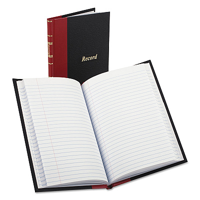 Boorum & Pease Record and Account Book with Red Spine, Custom Rule, Black/Red/Gold Cover, 7.5 x 5 Sheets, 144 Sheets/Book (BOR96304)