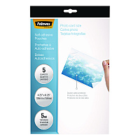 Fellowes Self-Adhesive Laminating Pouches, 5 mil, 4.25" x 6.25", Gloss Clear, 5/Pack (FEL5220401)