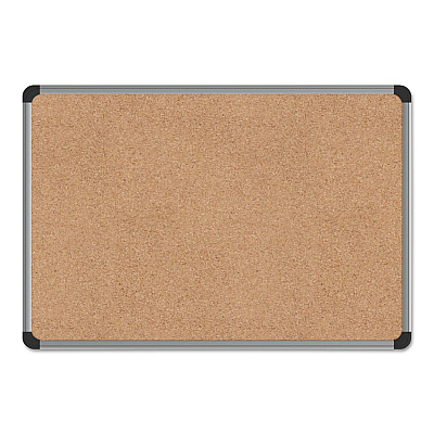 Universal Cork Board with Aluminum Frame, 24 x 18, Tan Surface (UNV43712)