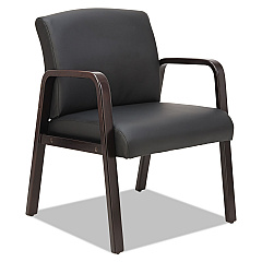 Alera Reception Lounge WL Series Guest Chair, 24.21" x 24.8" x 32.67", Black Seat, Black Back, Espresso Base (ALERL4319E)