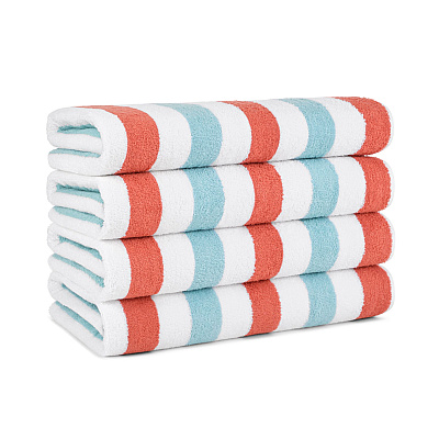 Cabo Cabana Beach Towel 30x70 Orange/blue, Pack Of 4 (PNP-CABOCABANA-OR/BL)