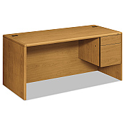HON 10700 Series "L" Workstation Desk with Three-Quarter Height Pedestal on Right, 66" x 30" x 29.5", Harvest (HON10783RCC)