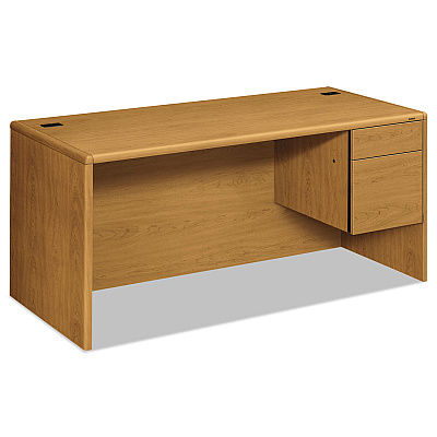 HON 10700 Series "L" Workstation Desk with Three-Quarter Height Pedestal on Right, 66" x 30" x 29.5", Harvest (HON10783RCC)