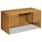 HON 10700 Series Double Pedestal Desk with Three-Quarter Height Pedestals, 60" x 30" x 29.5", Harvest (HON10771CC)