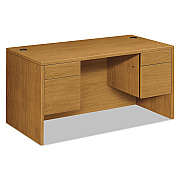 HON 10500 Series Double 3/4-Height Pedestal Desk, Left and Right: Box/File, 60" x 30" x 29.5", Harvest (HON10573CC)