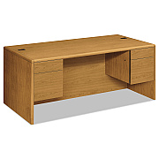 HON 10700 Series Double Pedestal Desk with Three-Quarter Height Pedestals, 72" x 36" x 29.5", Harvest (HON10791CC)